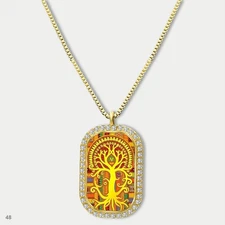 Gorgeous Colorful Tree of Life Pendant Necklace Chain Graphic Dog Tag Chain Gift