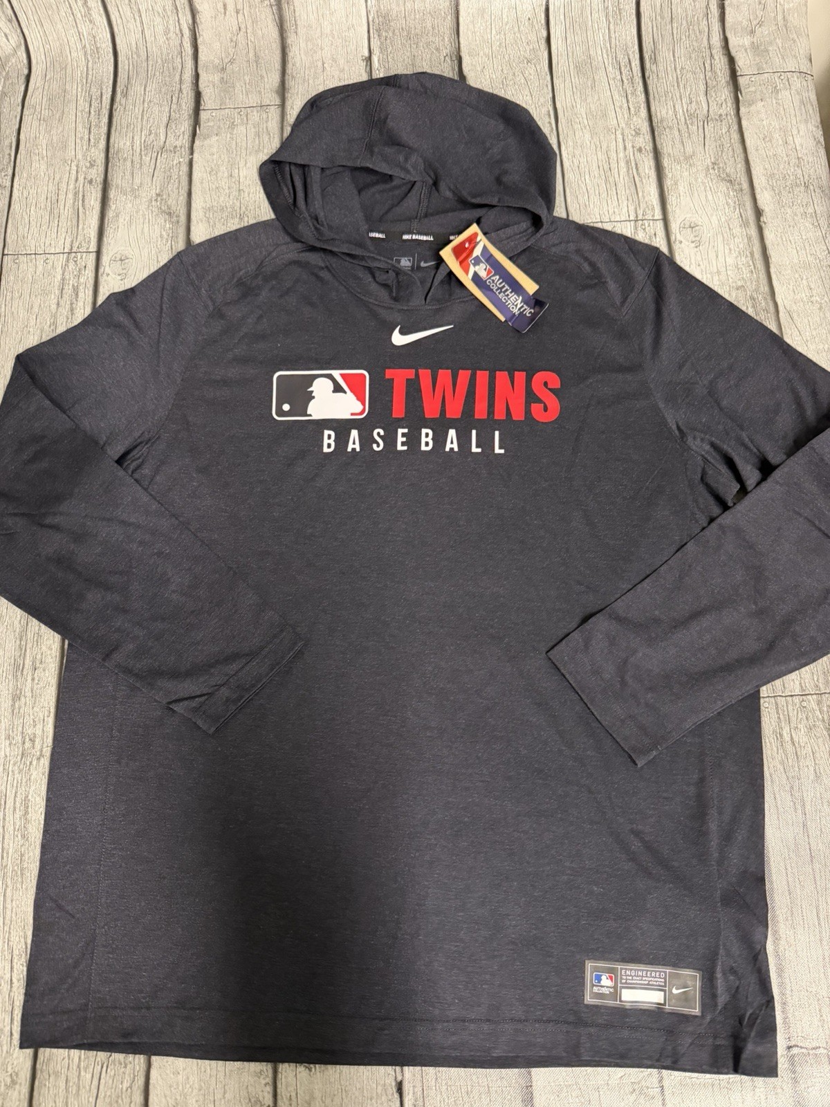 NWT Men’s Nike Minnesota Twins Tri-Blend Dri-FIT Hoodie Shirt XL  thumbnail 2