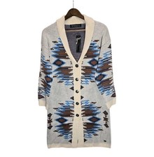 Lucky Blessed Aztec Southwestern Boho Long Cardigan Sweater Womens M/L Duster