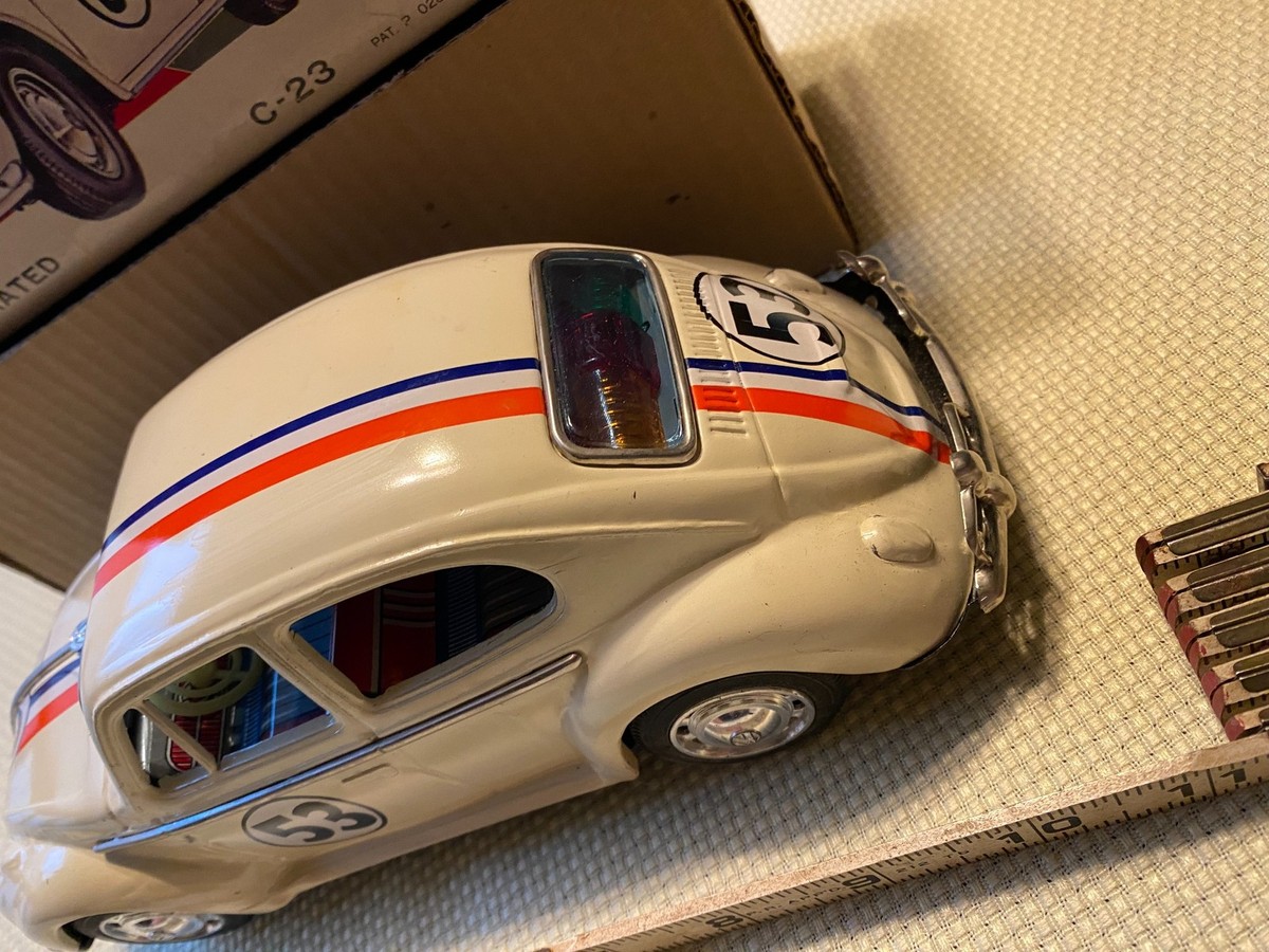テクノ vw ハービー ミニカー Vtg 68 Battery Operated VW Volkswagen Bug Herbie Racing Tin