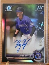 RYAN RITTER 2022 BOWMAN CHROME DRAFT 1ST BLACK REFRACTOR AUTO /75