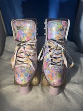 Impala Floral Quad Roller Skates Pink Multicolor Paint Splatter