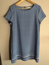 La Redoute French Geometric Print Dress UK16 Navy White 