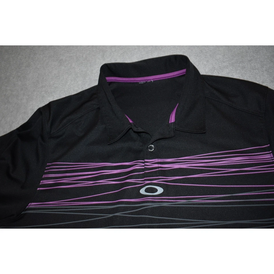 Polo de golf Oakley para hombre talla grande negro púrpura rendimiento poliéster Foto 4 de 4