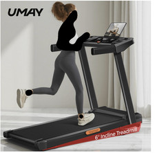 UMAY 4-In-1 Treadmill With 6 Incline, Portable Treadmills For Home With Handle,