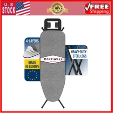 Bartnelli Ironing Board – Adjustable Height, Safety Rest, 4-Layer Cover (43x14)