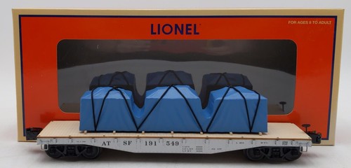 Coche plano Lionel 6-27543 calibre O Santa Fe 40' con cargas cubiertas LN/caja | Condition: Used