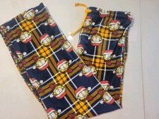 MEN'S SIZE LARGE GARFIELD SLEEP/CASUAL PANTS WITH POCKETS ELASTIC WAIST AND TIE