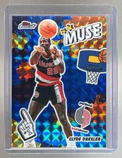 Clyde Drexler 2025 Topps Finest #M-22 Blue Geometric Refractor Muse /75