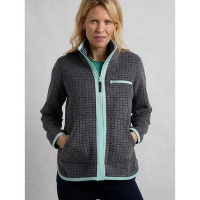 Weird Fish Tilly Grid Fleece Full Zip Jacket Grey Navy Blue Size 22 Gorpcore