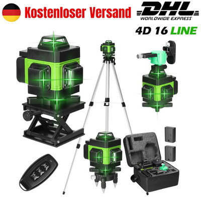 16 Line Laser Level Wasserwaage 4D 360° Kreuzlinienlaser Kit mit 2Akku +Stativ