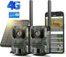 2* Solar Power 4G LTE Cellular 2.5K 32MP Trail Camera Hunting Cam w/ US SIM Card
