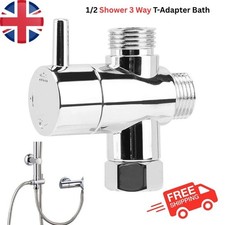 3 Way T-Adapter Bath 1/2 Shower Head Arm Mount Valve Splitter Diverter Chrome