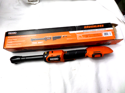 #ad #ad RIDGID 18V Brushless Cordless 3 8 in.Extended Reach Ratchet Tool Only R866021B $152.00