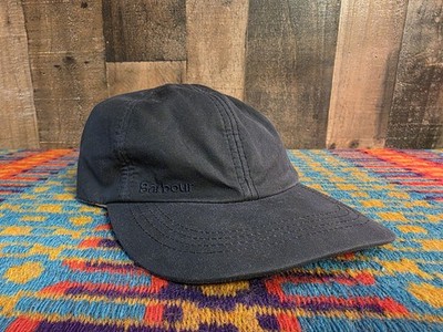 Barbour Waxed Tartan Plaid Lined Six Panel Strapback Hat Cap Navy Blue