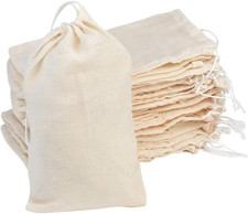 50Pcs Cotton Drawstring Bags, Reusable Muslin Bag Natural Cotton Bags with Draws