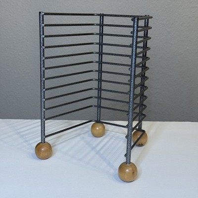 Wire Metal CD Rack Stand Holder Storage Retro Atlantic Mini Tower 8” Holds 12