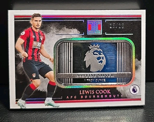 2019-20 Panini Prizm Premier League Lewis Cook /25 One Troy Ounce Fine Silver