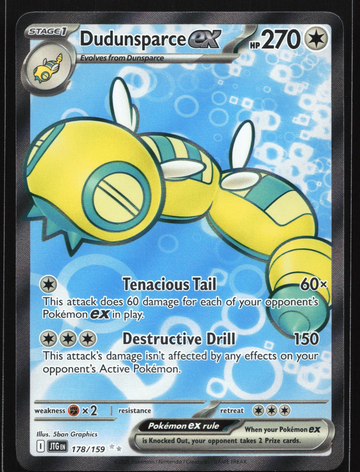 Dudunsparce ex 178/159 SV09: Journey Together Ultra Rare Pokemon Card