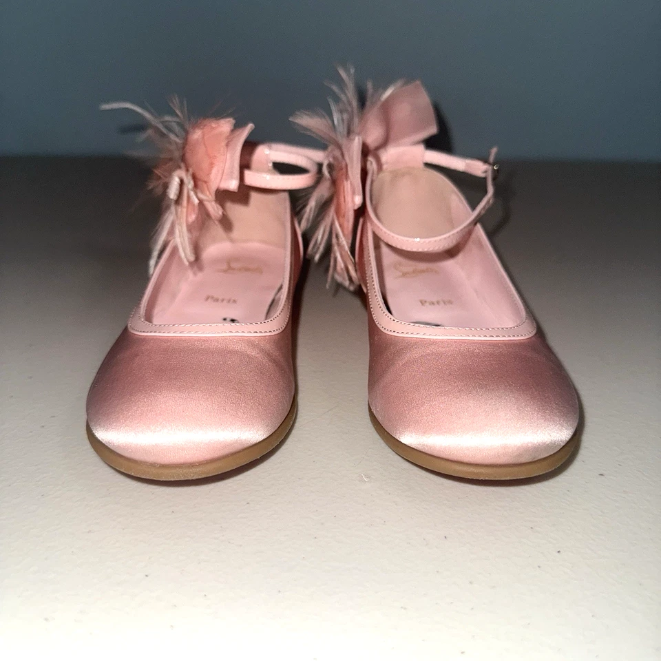 Christian Louboutin Girls 11.5 (29)  Anemonia Satin Ballet Flats Formal Holiday - Image 4 of 4