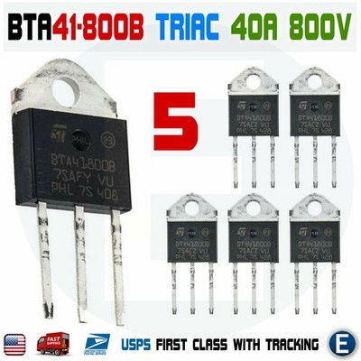 5Pcs BTA41-800B Triac ST MICRO Thyristor BTA41-800 STM 40A 800V TOP-3L BTA41800