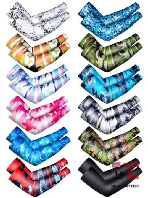 12 Pairs Sports Arm Sleeves for Kids Basketball 8-10 Years Camouflage Style