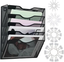 Hanging Wall File Organizer with Office Assorted, 5 Pockets Mesh Wall Mounted Fi