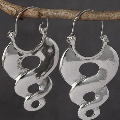 Women's Silvery Spiral Pendant Ear Buckle Retro Geometric Zinc Alloy Earrings 
