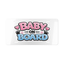 Baby on Board Vanity Plate  Pink Blue Baby Feet License Plate
