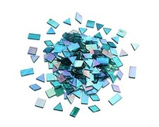 Iridescent Mosaic Glass Tiles 200 Pieces Bulk Stained Glass Transparent Blue