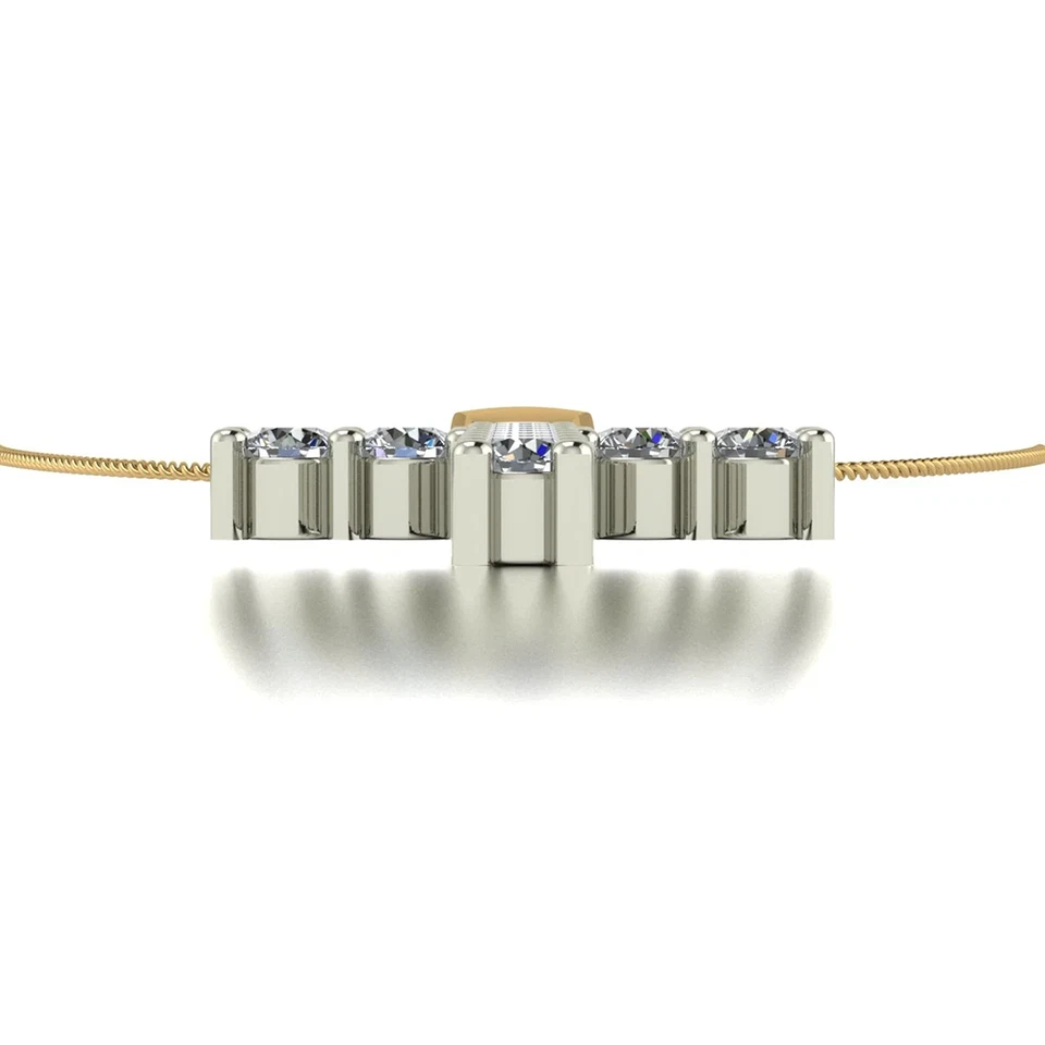 Diamond Pendant GLI HRD Round Cut 0.50 Ct Lab Grown 18k Multi Tone Gold Necklace - Image 2 of 4