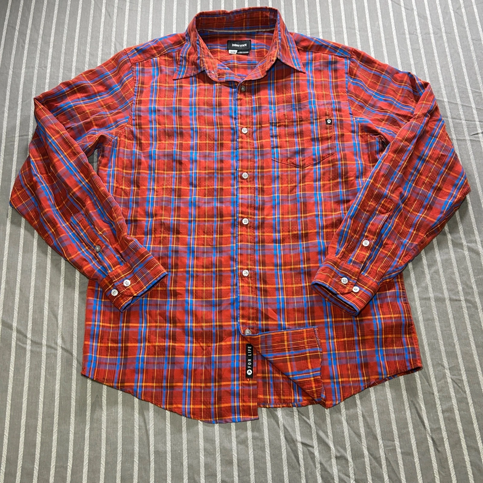 Marmot Long Sleeve Plaid Shirt Mens M Red Lightweight button up