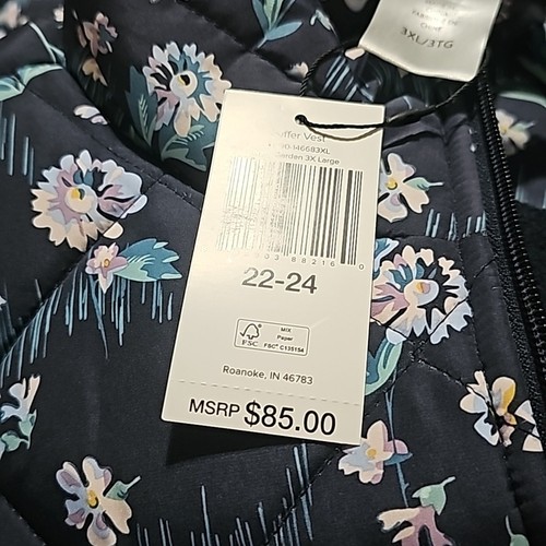 Vera Bradley Puffer Vest Navy Garden Full Zip Fleece Lined 3XL NWT Retail $85 - Bild 10 von 12
