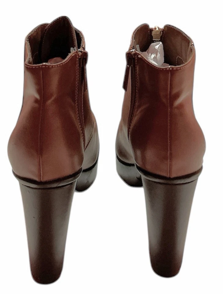 Botín Breckelles DD64 Mujer Cuero sintético Puntera Almendra Tacón Grueso Plataforma Cremallera Foto 4 de 4