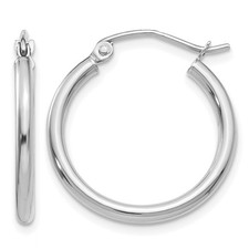 14k White Gold Polished 2x20mm Tube Hoop Earrings Perfect Gift for Her