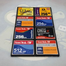 LOT of 8 Compact Flash Cards - Various Sizes - Various Brands - GC828