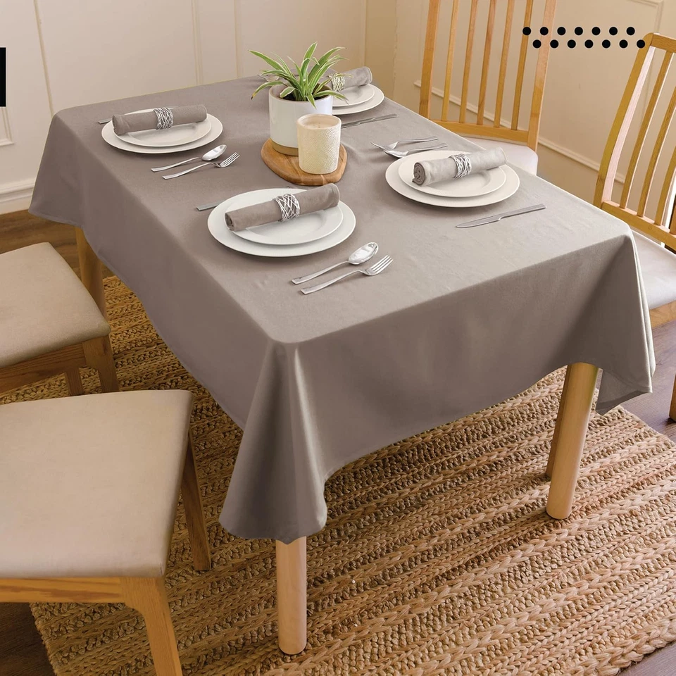 Tovaglia Dimensioni 140X230 Cm | Tessuto in Tela Di Cotone | Tinta Unita Beige I - Immagine 2 di 4