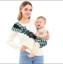 AUYEAZGO Toddler Sling, Ergonomic Baby Sling Carrier 6-48 Months Green Checkered