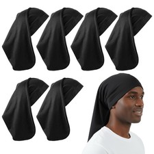 6 PCS Unisex Dreadlock Cap Long Dreads Head Wrap Sleeping Bonnet Black Wrap