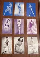 LOT 1: 9 VTG Duo tone Arcade Exhibit Cards, Cheesecake Pin Up Girls