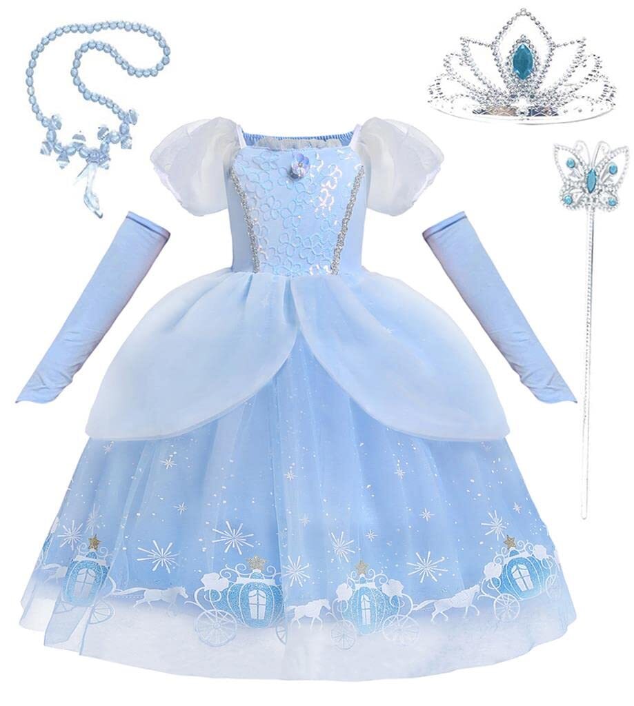 Deguisement Costume Robe de Princesse Cendrillon avec Gant et Accessoires pou...