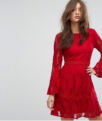 boohoo red lace dress