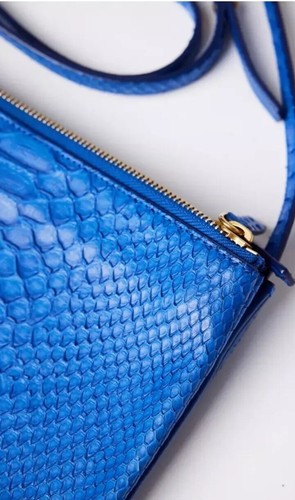 Rare Celine Blue Leather Python Trio Bag - Picture 4 of 7