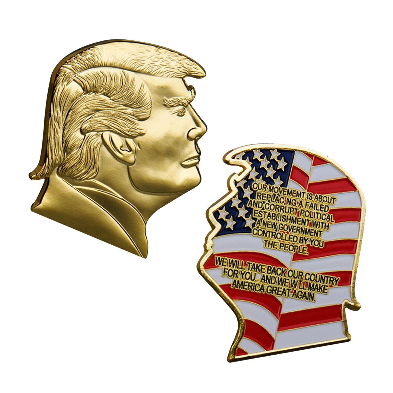 2024 President Donald Trump USA Flag Commemorative Coin Gold Color EAGLE