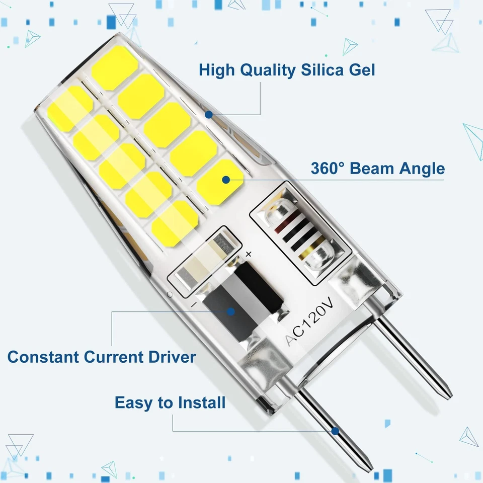 12-Pack G8 Led Bulb Dimmable, 120V T4 Bulb 20W, Daylight White 6000K, under Cabi - Image 4 of 4