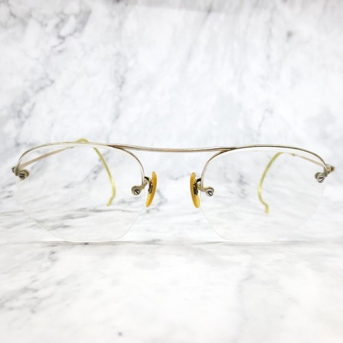 Eyeglasses Frame Unisex Adults Matte Gold Metal Half Rim Square Shape 45-22
