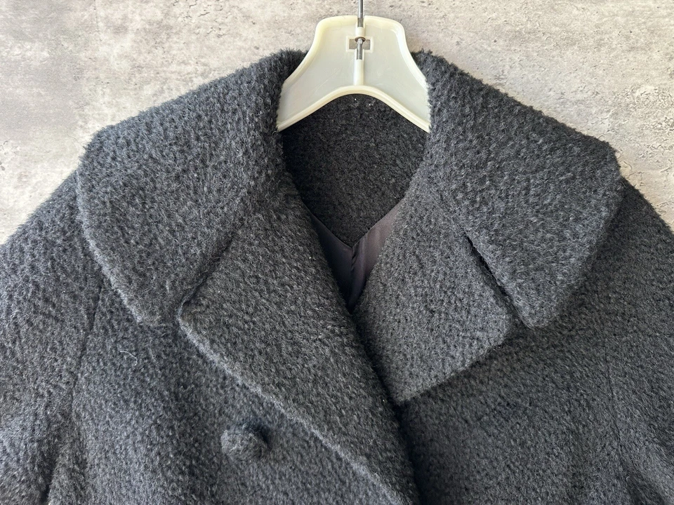 Abrigo Vintage Años 30 Hecho en Unión Negro Vellón Difuso Doble Pecho Mezcla Lana Talla L Foto 2 de 4