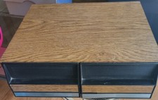 Vintage Wood Grain VHS Storage 24 VCR VHS Cassette Tales Slide Plastic Drawers