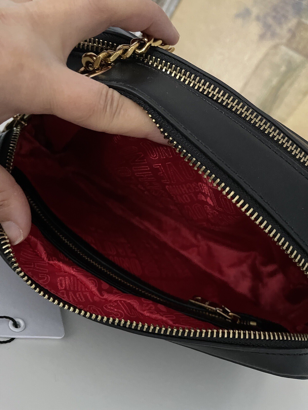 NWT Love Moschino Black Studded Double Zip Borsa Crossbody Bag eBay