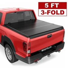 5FT 3-Fold Hard Fiberglass Truck Tonneau Bed Cover For 2017-2025 Honda Ridgeline